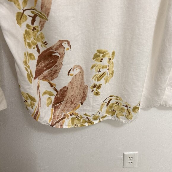 Tommy Bahama Coastal Floral Birds Of Paradise 100% Linen Button Up Shirt Size L - Picture 4 of 12